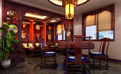 毛感乡古典中式风格茶楼包间设计装修效果图